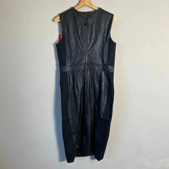 NWT Spanx Leather-Like Combo Fitted Sheath Dress Womens Medium Luxe Black 20393R - Picture 9 of 16